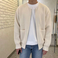 Men Zip Up Knitted Cardigan