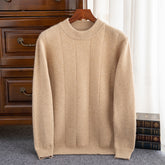 New Cashmere Sweater Men's Round Neck Striped Double Thick Sweater
