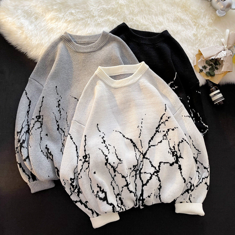 Round Neck Pullover Sweater Retro Couple Sweater