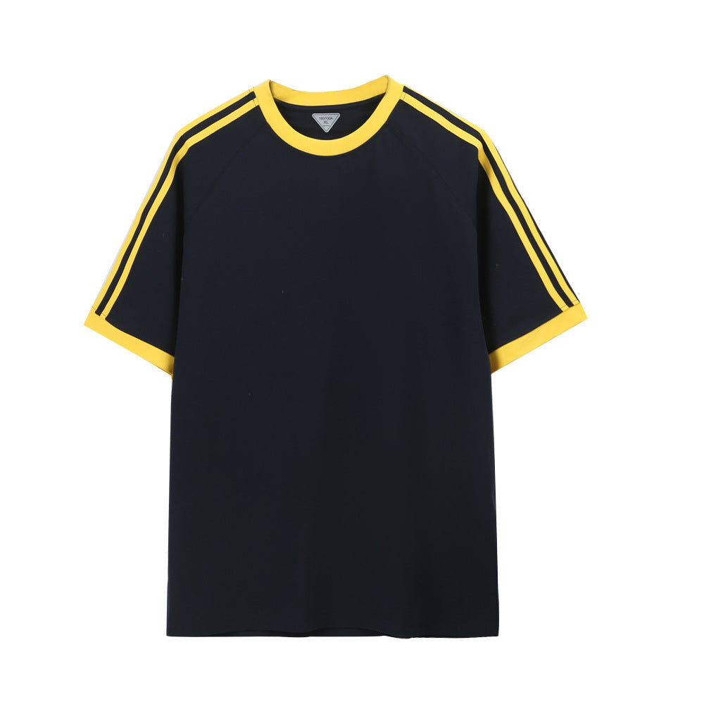 Men's And Women's Ice Silk Stripes Five-point Top