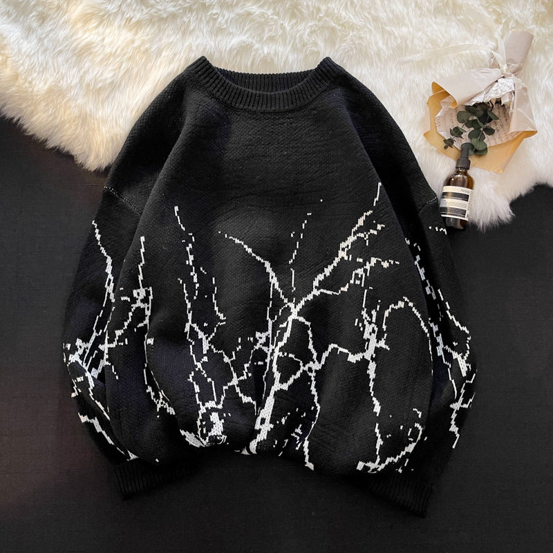 Round Neck Pullover Sweater Retro Couple Sweater