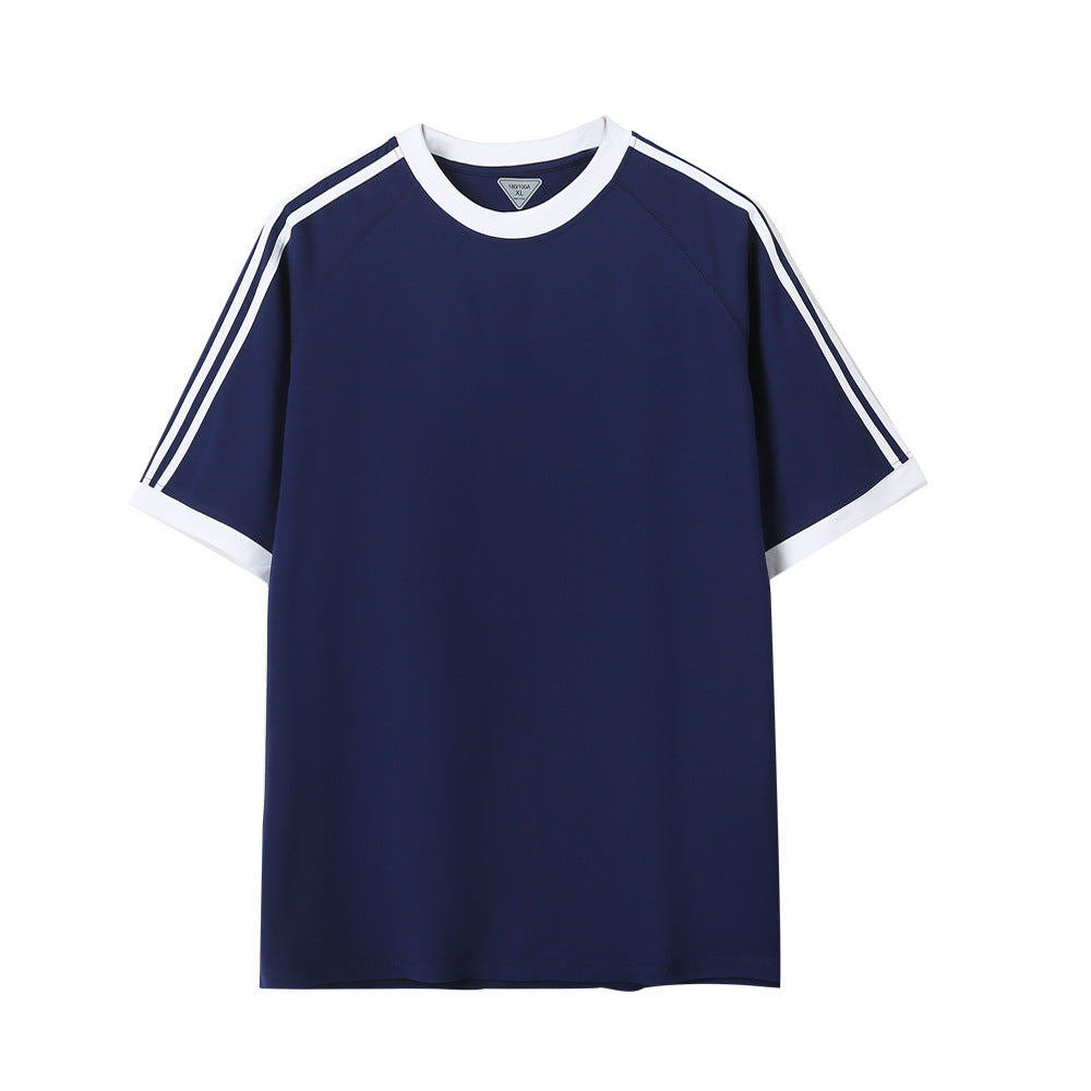 Men's And Women's Ice Silk Stripes Five-point Top
