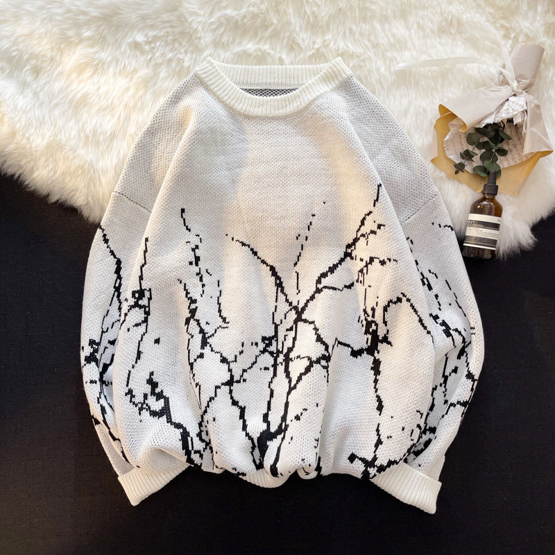 Round Neck Pullover Sweater Retro Couple Sweater